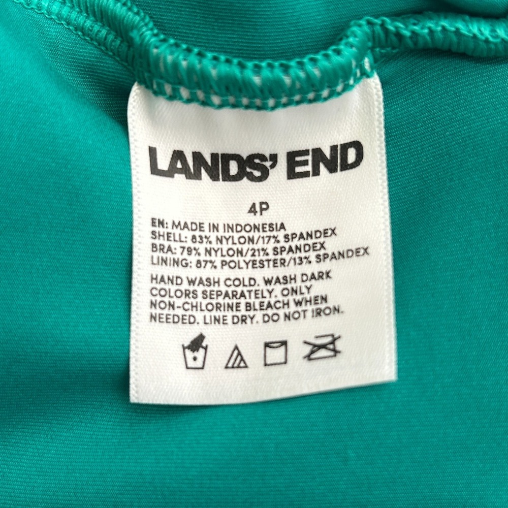 Land's End Women's Petite 4 Side Tie Mini Green Floral Swim Dress Swimsuit 1-pc - Picture 6 of 10